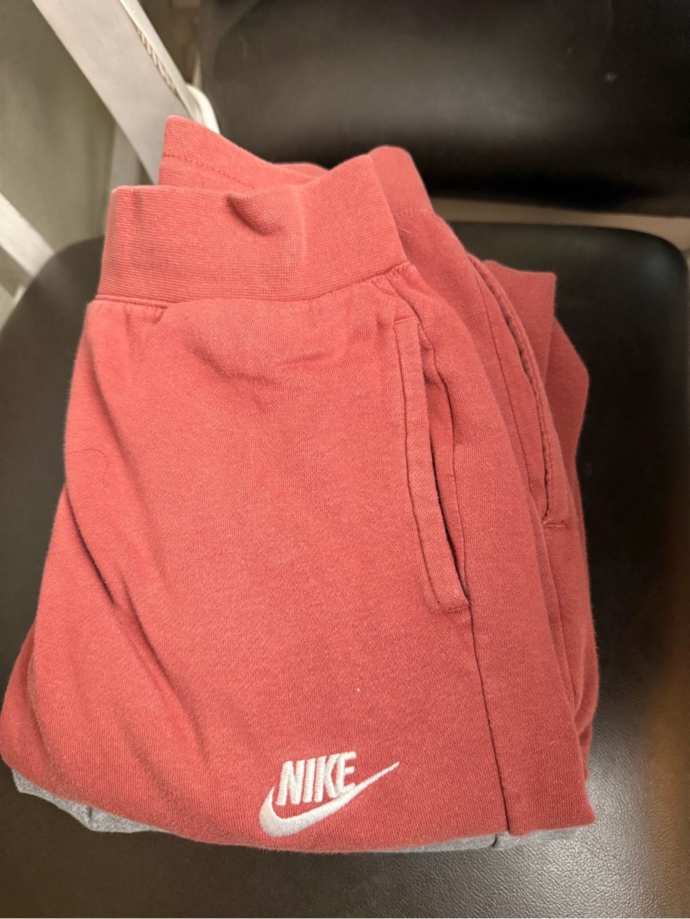 Nike Kids Rose Red Sweatpants with White Swoosh